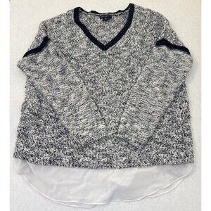 Metaphor Y2K Sweater Top Womens Sparkle Black Gray White Sheer Undershirt Lg